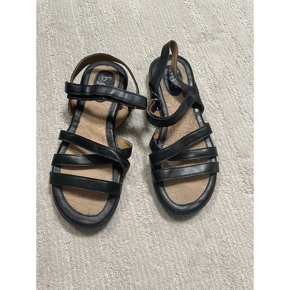 Born B.o.c. Boc Strappy Sandals Black‎ Womens Size 7 Comfy Flat - Picture 2 of 9